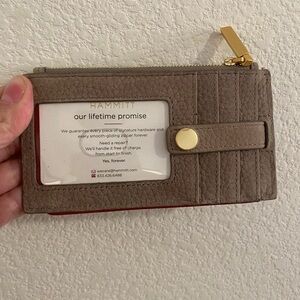 Hammitt Textured Taupe Wallet with Gold Accents